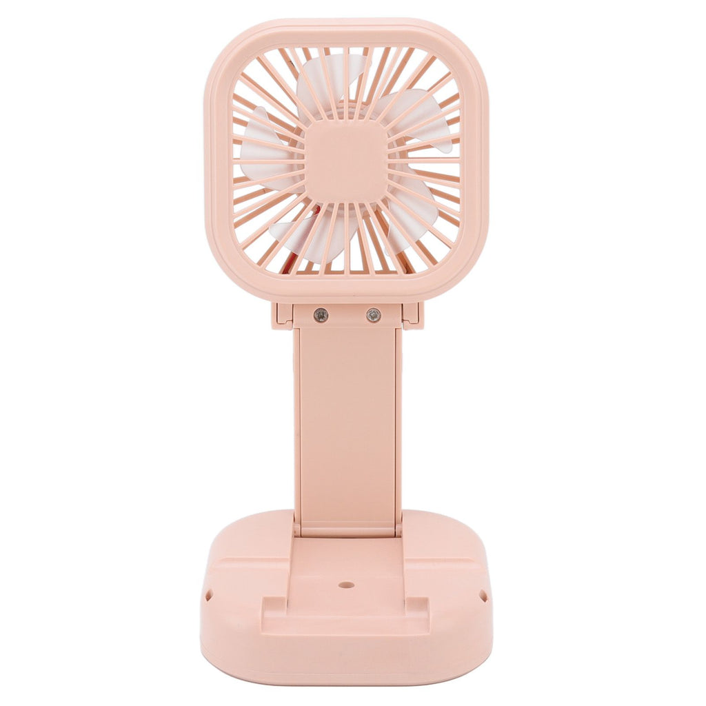 Portable Folding Fan 3 Level Wind Speed USB Powered Rechargeable Rotatable Handheld Desktop Small Fan Pink