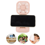 Portable Folding Fan 3 Level Wind Speed USB Powered Rechargeable Rotatable Handheld Desktop Small Fan Pink
