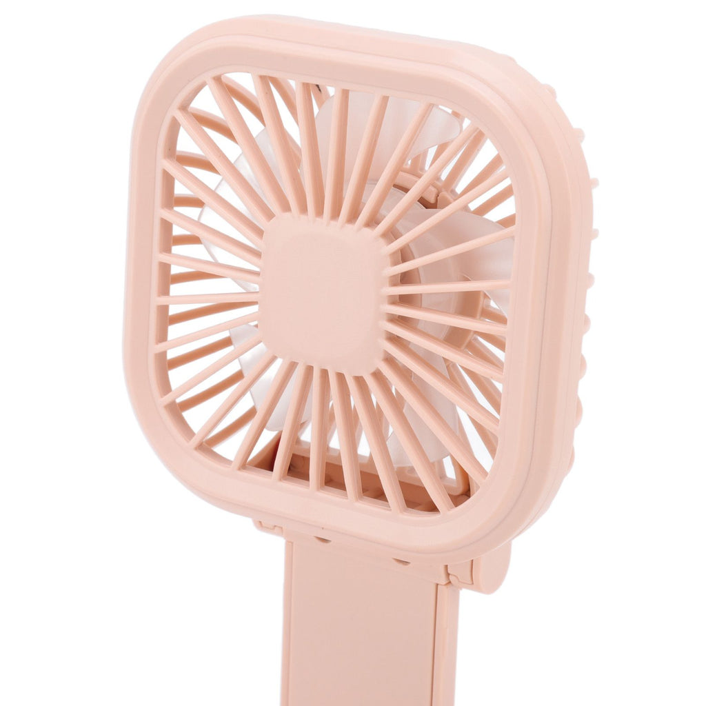 Portable Folding Fan 3 Level Wind Speed USB Powered Rechargeable Rotatable Handheld Desktop Small Fan Pink