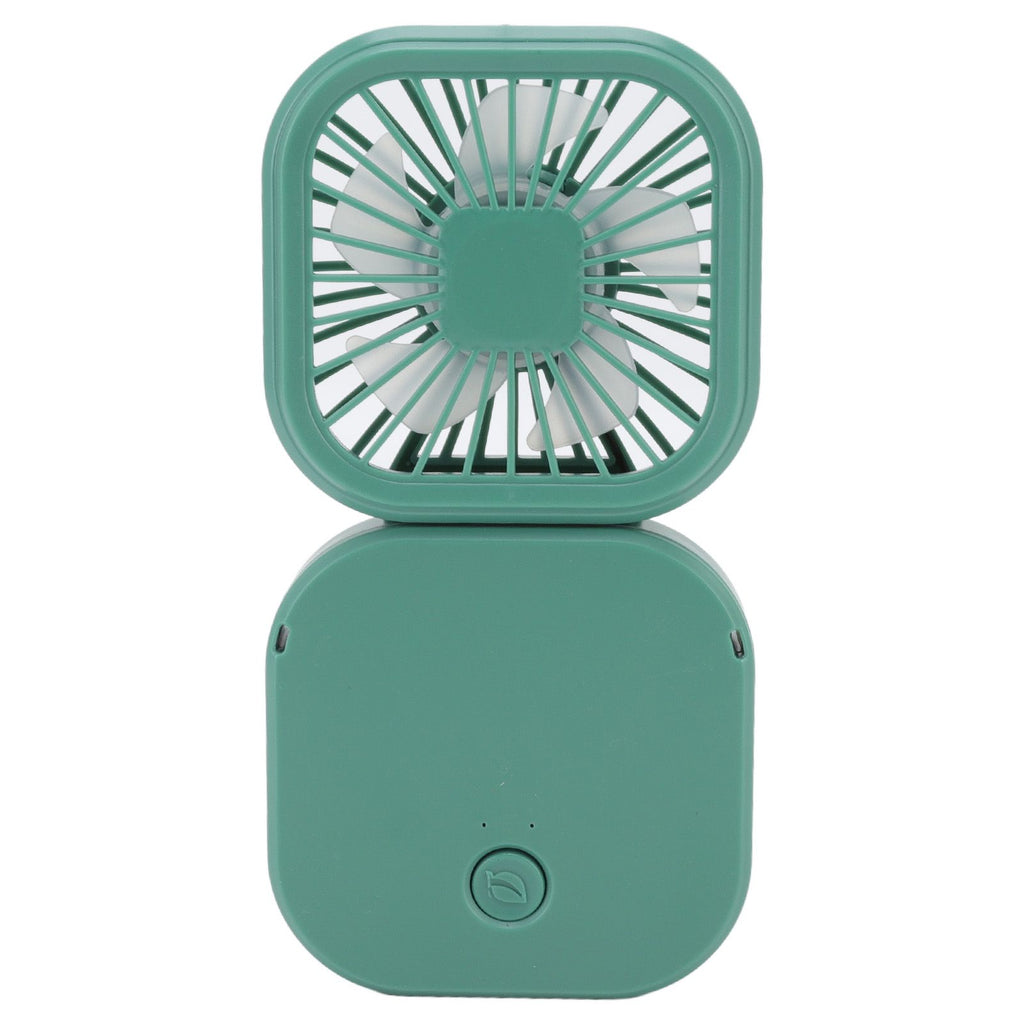 Portable Folding Fan 3 Level Wind Speed USB Powered Rechargeable Rotatable Handheld Desktop Small Fan Green