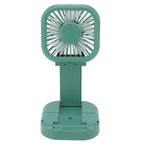 Portable Folding Fan 3 Level Wind Speed USB Powered Rechargeable Rotatable Handheld Desktop Small Fan Green
