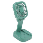 Portable Folding Fan 3 Level Wind Speed USB Powered Rechargeable Rotatable Handheld Desktop Small Fan Green
