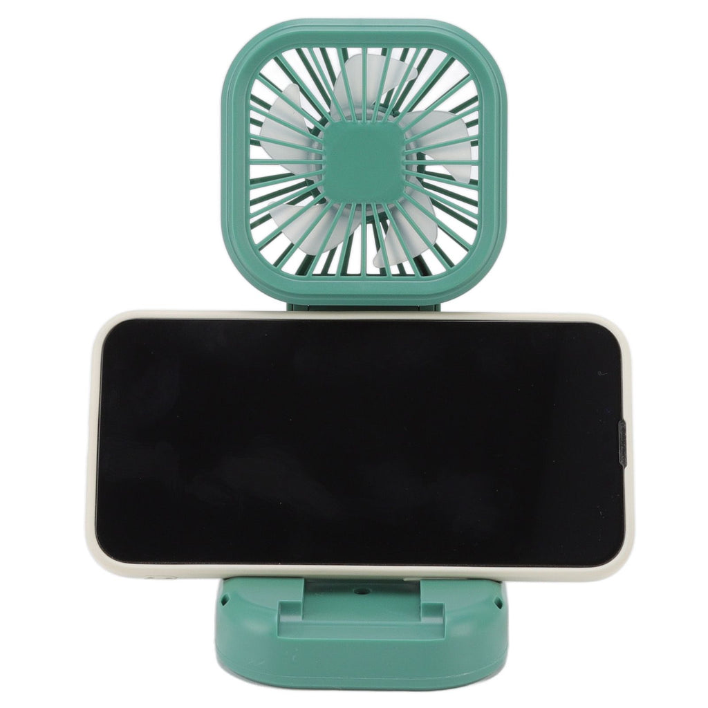 Portable Folding Fan 3 Level Wind Speed USB Powered Rechargeable Rotatable Handheld Desktop Small Fan Green