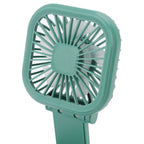 Portable Folding Fan 3 Level Wind Speed USB Powered Rechargeable Rotatable Handheld Desktop Small Fan Green