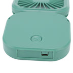 Portable Folding Fan 3 Level Wind Speed USB Powered Rechargeable Rotatable Handheld Desktop Small Fan Green