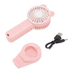 Handheld Fan Strong Natural Wind USB Charging 5 Blades Detachable Base Mini Portable Fan for Home Office Travel Pink