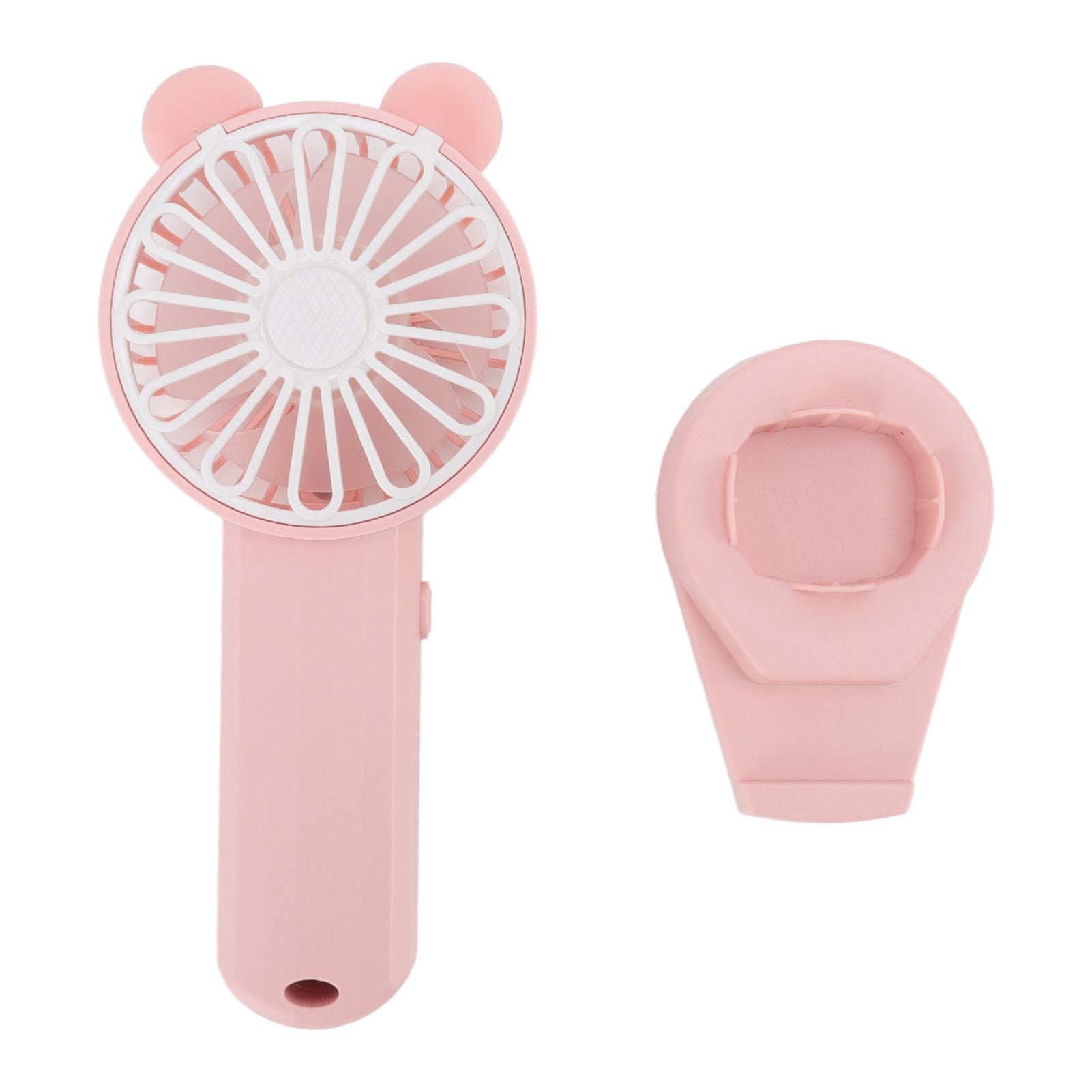 Handheld Fan Strong Natural Wind USB Charging 5 Blades Detachable Base Mini Portable Fan for Home Office Travel Pink
