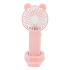 Handheld Fan Strong Natural Wind USB Charging 5 Blades Detachable Base Mini Portable Fan for Home Office Travel Pink