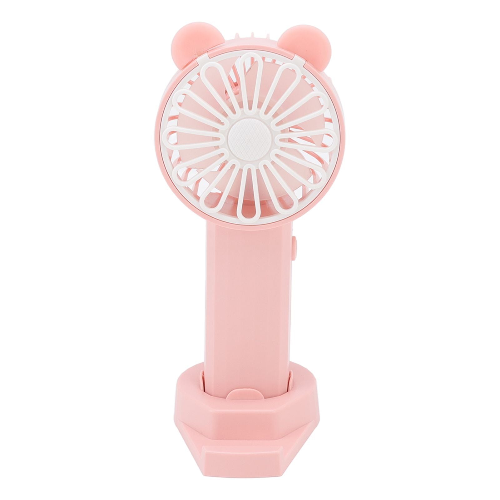 Handheld Fan Strong Natural Wind USB Charging 5 Blades Detachable Base Mini Portable Fan for Home Office Travel Pink
