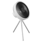 Tripod Fan 10000mAh 3 Gears Adjustable Timing Function Portable Desktop Fan with Light for Outdoor Camping White