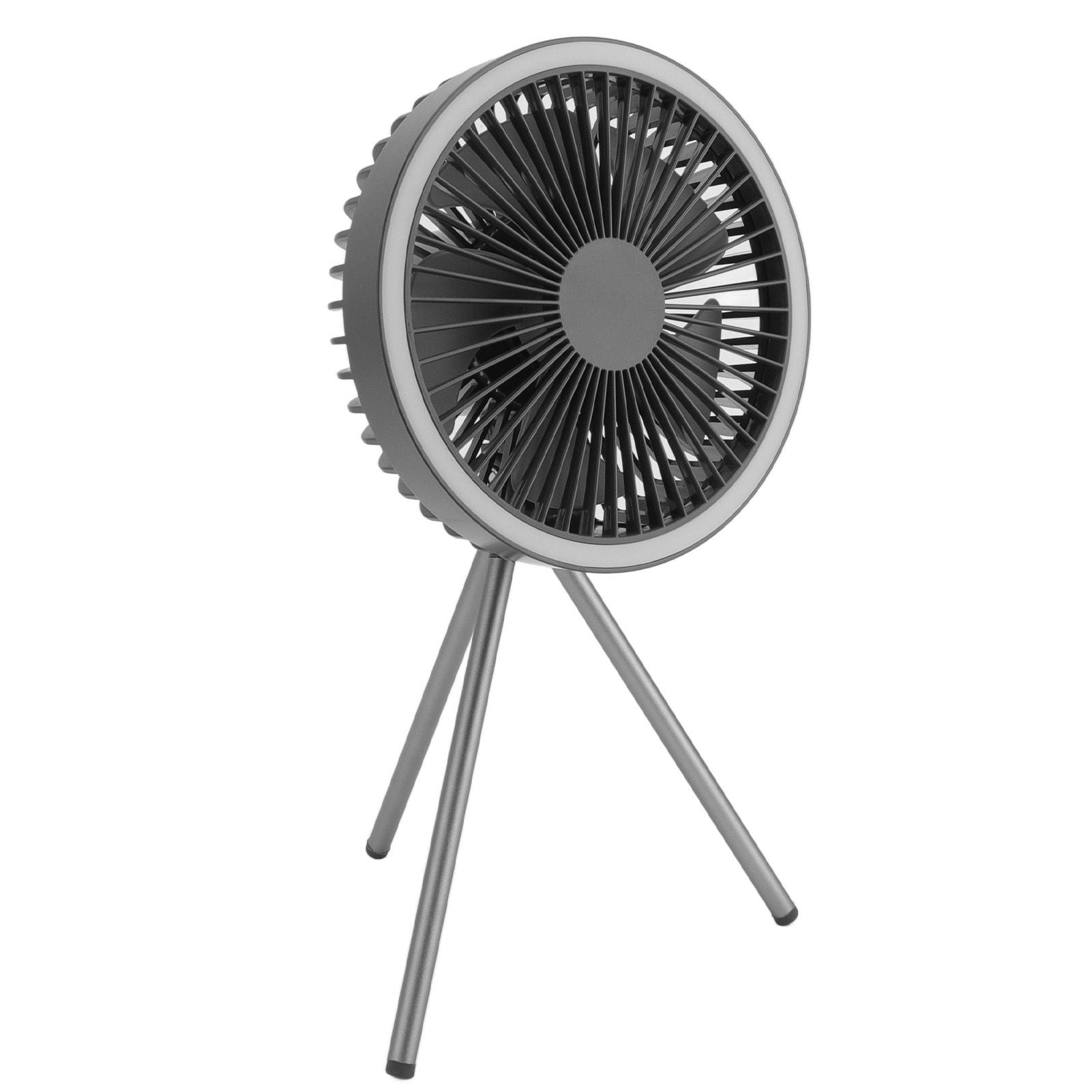 Tripod Fan 10000mAh 3 Gears Adjustable Timing Function Portable Desktop Fan with Light for Outdoor Camping Gray