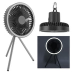 Tripod Fan 10000mAh 3 Gears Adjustable Timing Function Portable Desktop Fan with Light for Outdoor Camping Gray