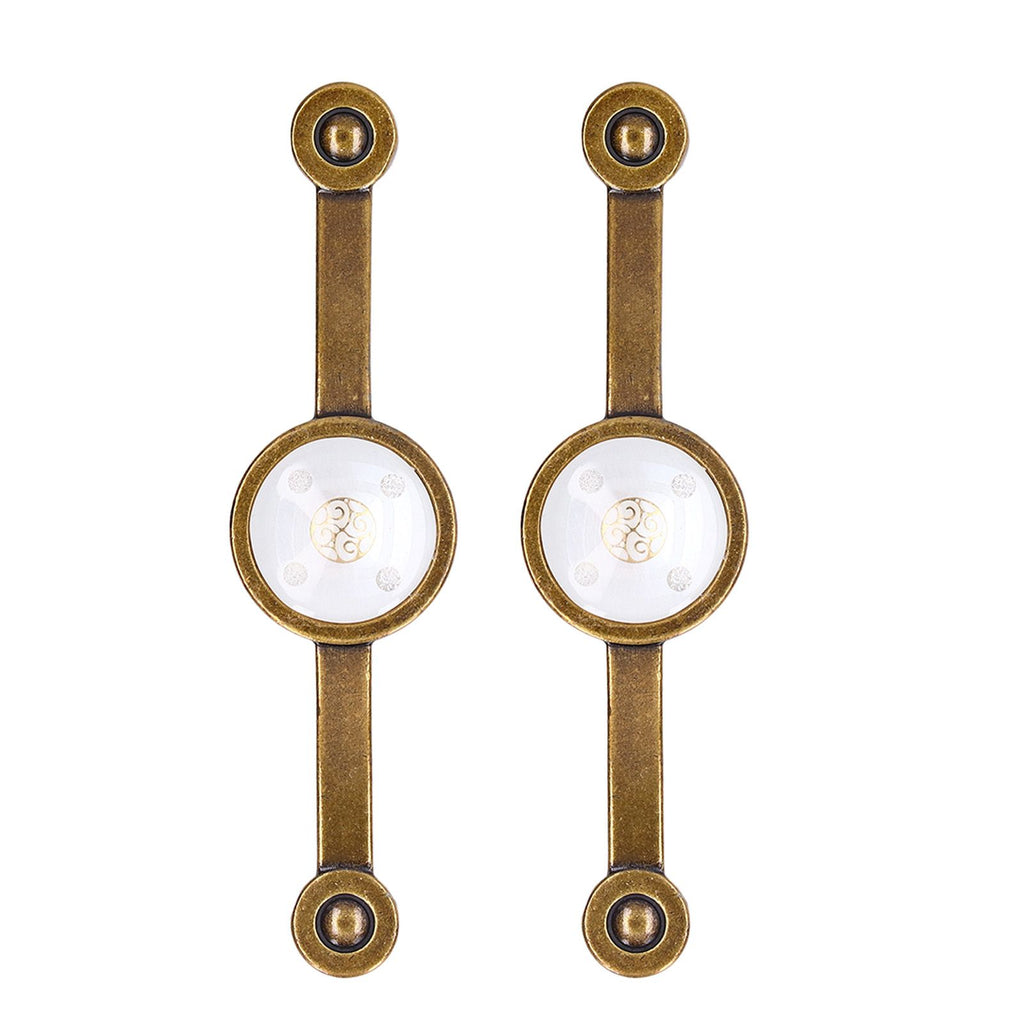 2 Pcs Zinc Alloy Antique Copper Handle European Modern Pastoral Color Acrylic Handle for Cabinet DrawerWhite