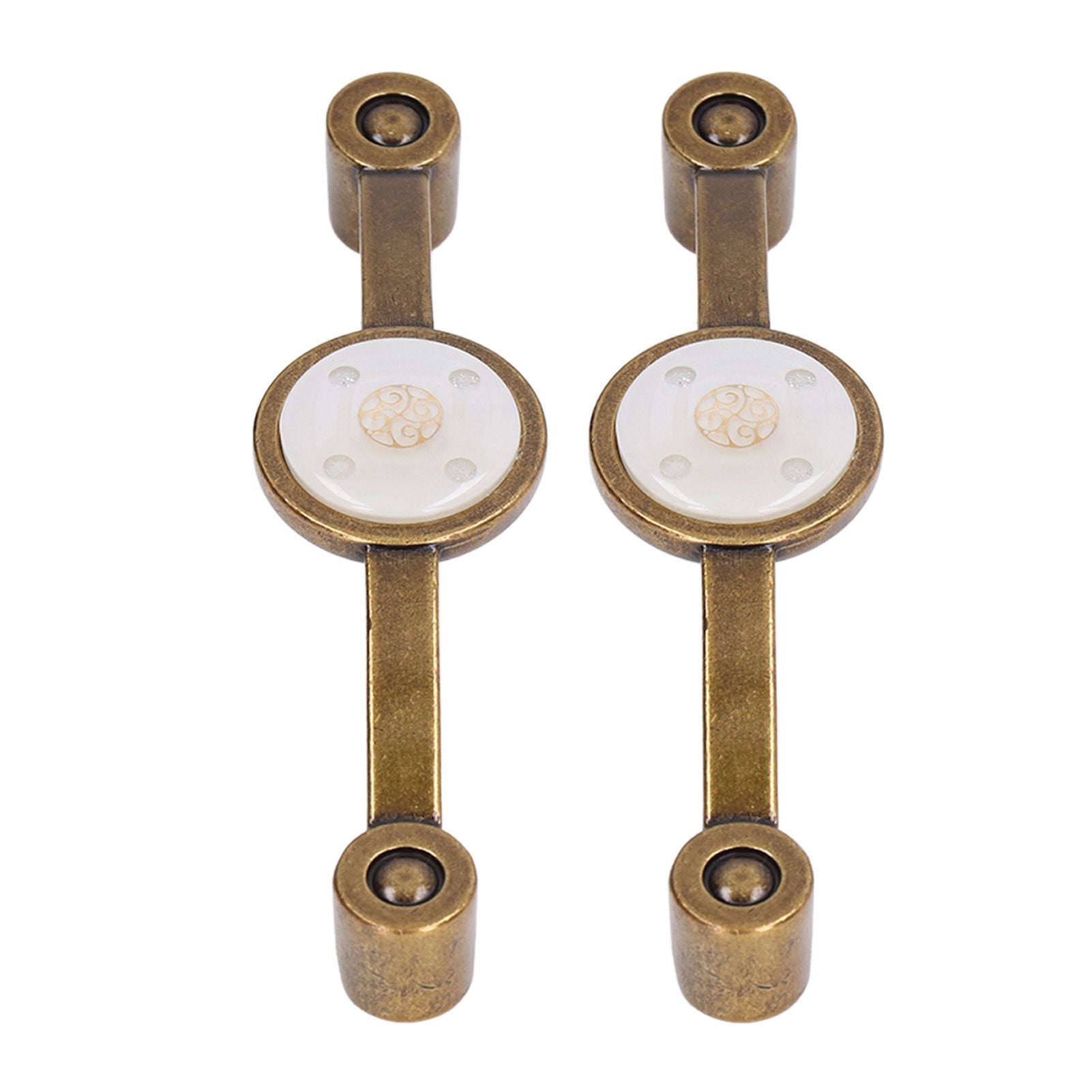 2 Pcs Zinc Alloy Antique Copper Handle European Modern Pastoral Color Acrylic Handle for Cabinet DrawerWhite