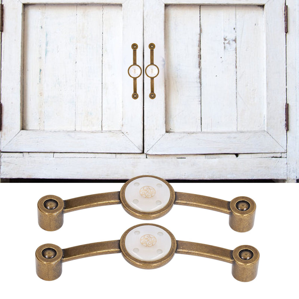 2 Pcs Zinc Alloy Antique Copper Handle European Modern Pastoral Color Acrylic Handle for Cabinet DrawerWhite