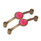 2 Pcs Zinc Alloy Antique Copper Handle European Modern Pastoral Color Acrylic Handle for Cabinet DrawerPink