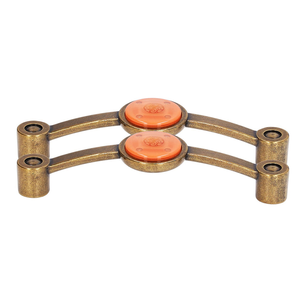 2 Pcs Zinc Alloy Antique Copper Handle European Modern Pastoral Color Acrylic Handle for Cabinet DrawerOrange