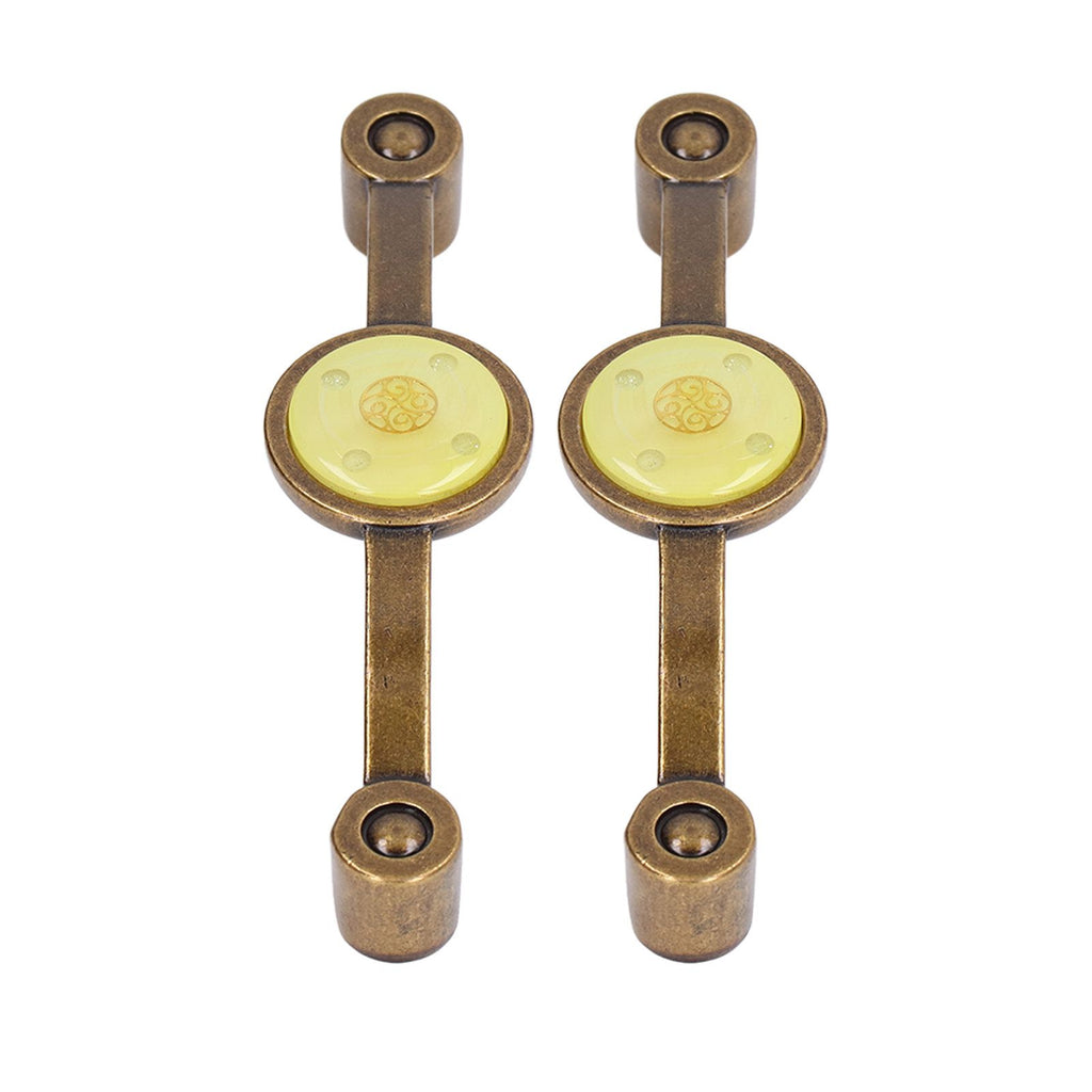 2 Pcs Zinc Alloy Antique Copper Handle European Modern Pastoral Color Acrylic Handle for Cabinet DrawerYellow