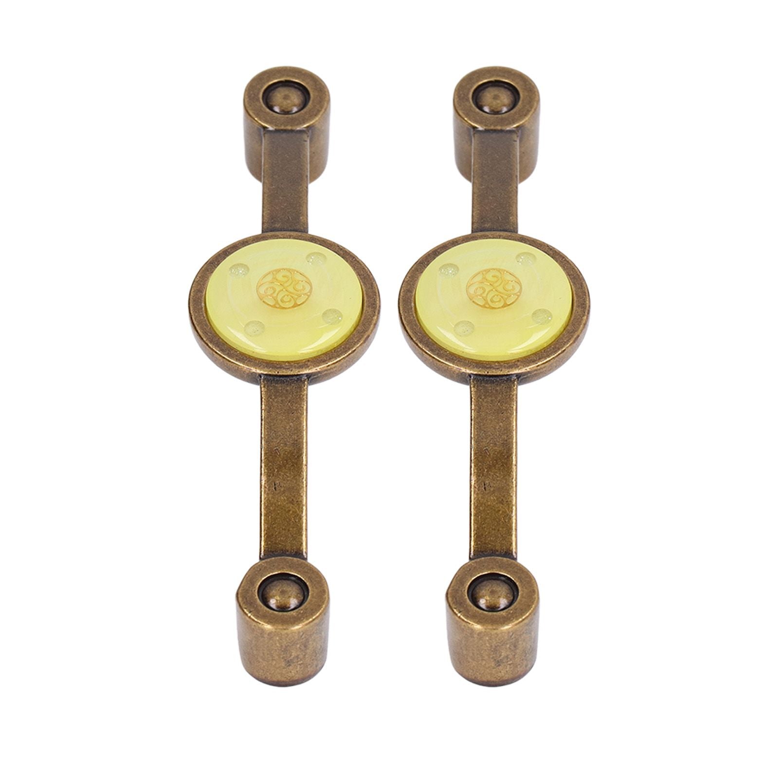 2 Pcs Zinc Alloy Antique Copper Handle European Modern Pastoral Color Acrylic Handle for Cabinet DrawerYellow