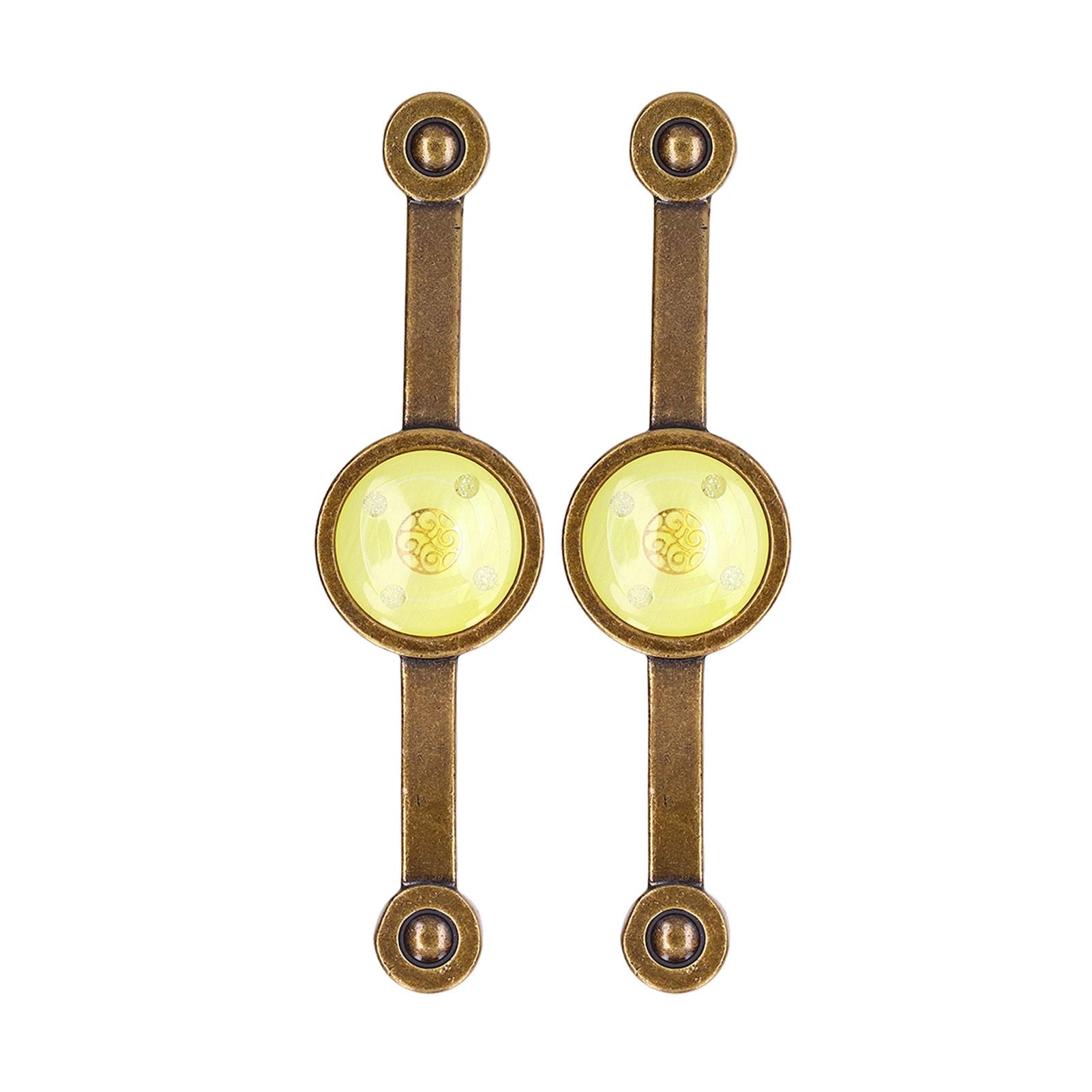 2 Pcs Zinc Alloy Antique Copper Handle European Modern Pastoral Color Acrylic Handle for Cabinet DrawerYellow