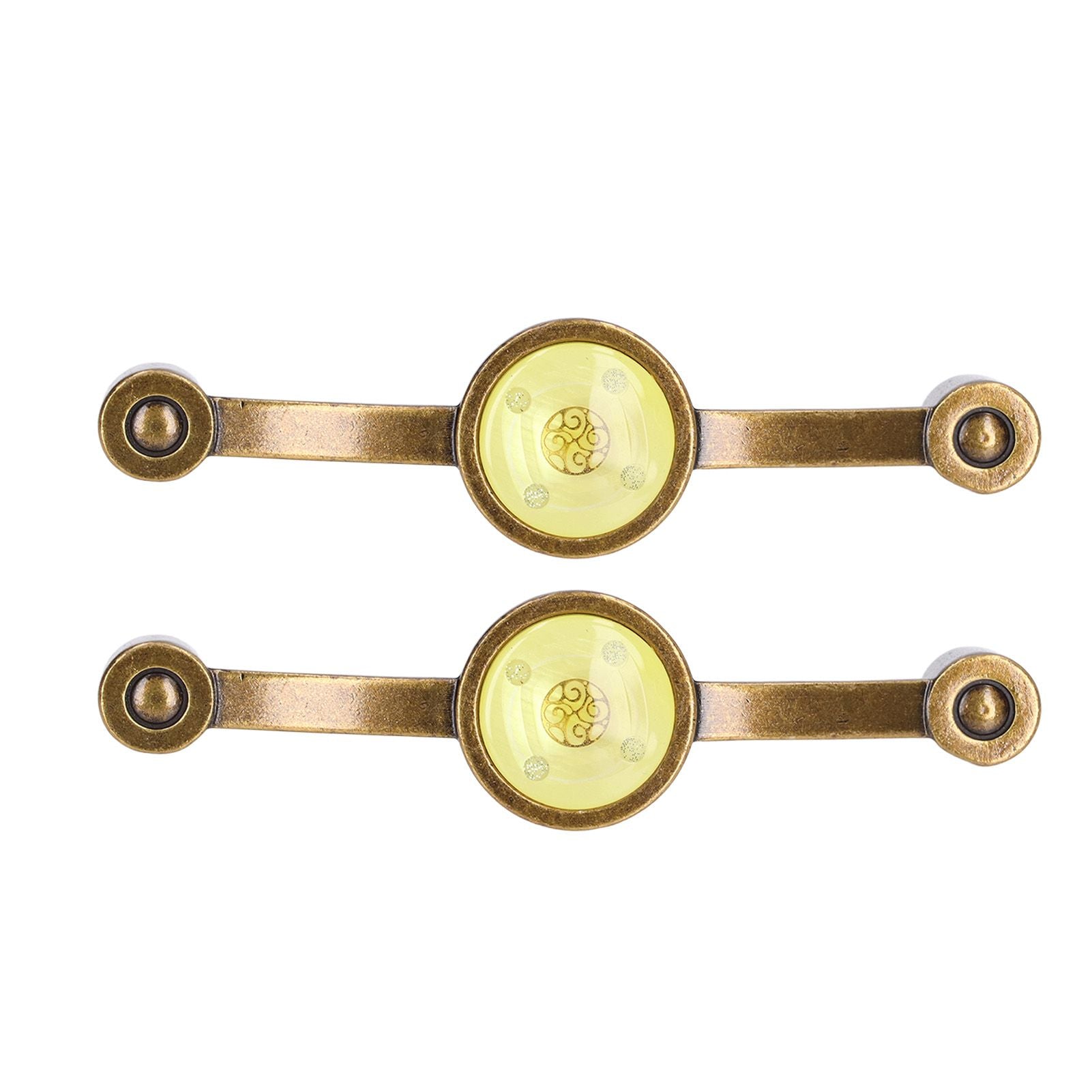 2 Pcs Zinc Alloy Antique Copper Handle European Modern Pastoral Color Acrylic Handle for Cabinet DrawerYellow