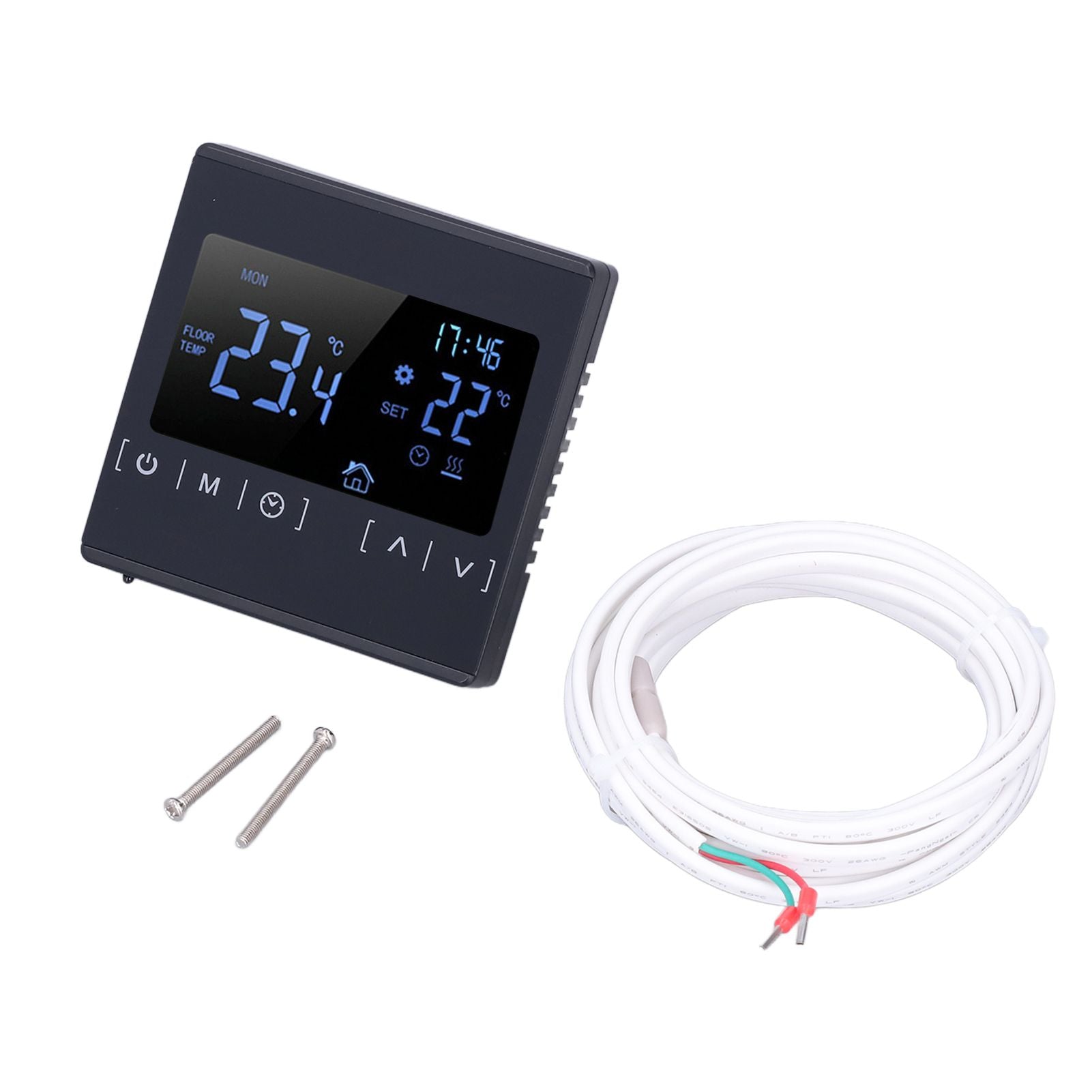 Touch Screen Thermostat Dual Temperature Control 16A Electric Floor Heating Thermoregulator AC85V‑240V