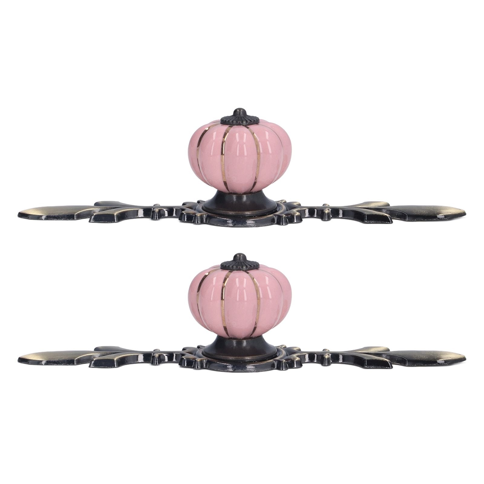 2pcs/set Hand Painted Pumpkin Drawer Knobs Chinese Pastoral Style Ceramic Cabinet HandlePink