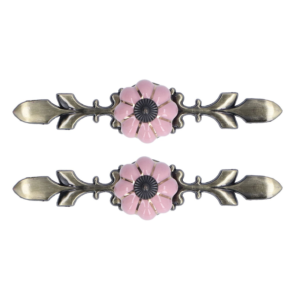 2pcs/set Hand Painted Pumpkin Drawer Knobs Chinese Pastoral Style Ceramic Cabinet HandlePink
