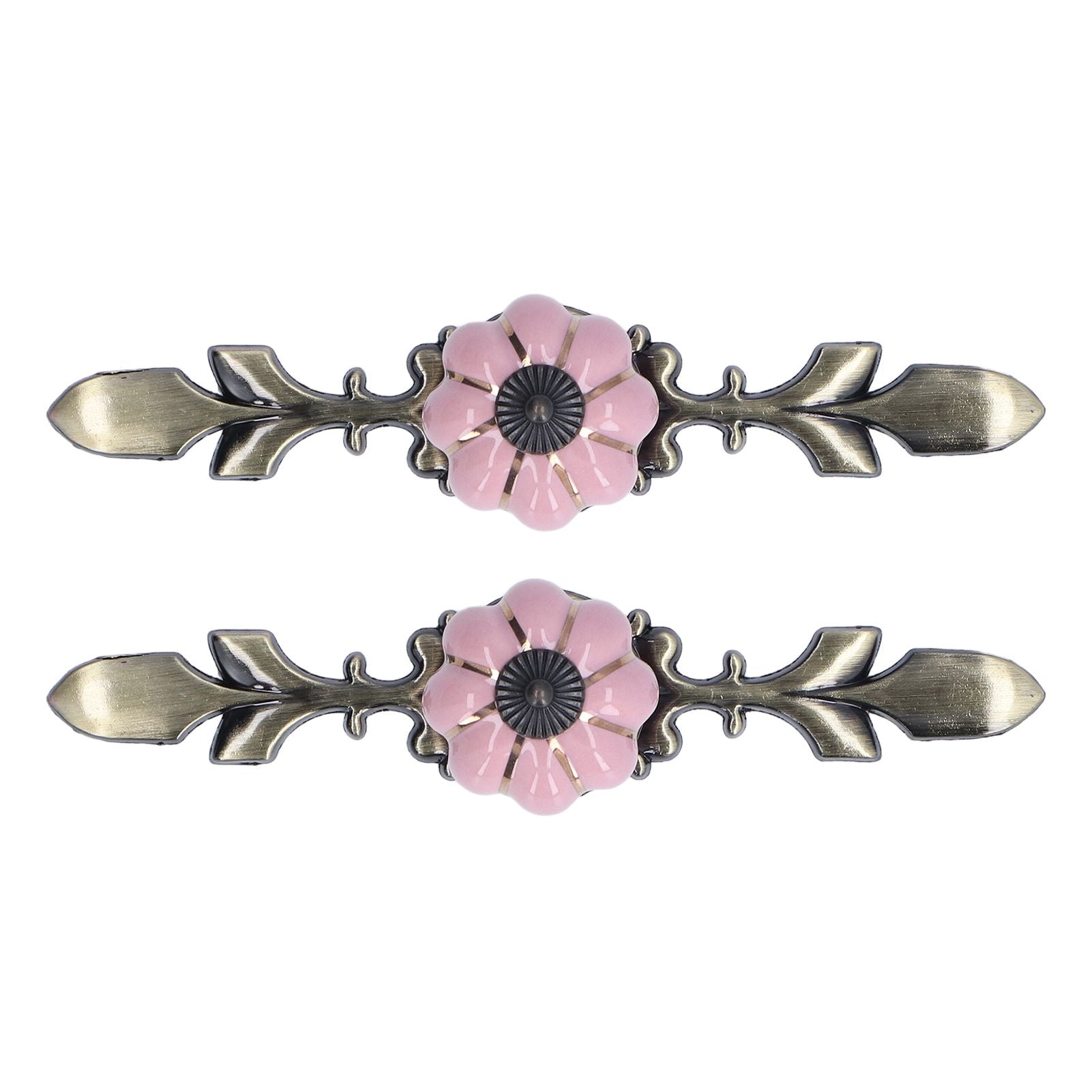 2pcs/set Hand Painted Pumpkin Drawer Knobs Chinese Pastoral Style Ceramic Cabinet HandlePink