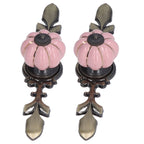 2pcs/set Hand Painted Pumpkin Drawer Knobs Chinese Pastoral Style Ceramic Cabinet HandlePink