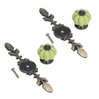 2pcs/set Hand Painted Pumpkin Drawer Knobs Chinese Pastoral Style Ceramic Cabinet HandleGreen
