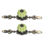 2pcs/set Hand Painted Pumpkin Drawer Knobs Chinese Pastoral Style Ceramic Cabinet HandleGreen