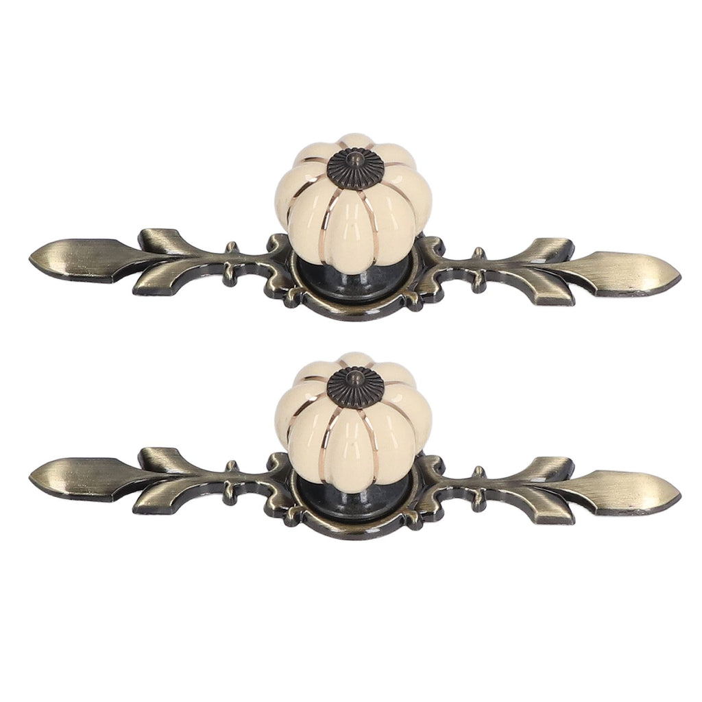2pcs/set Hand Painted Pumpkin Drawer Knobs Chinese Pastoral Style Ceramic Cabinet HandleWhite