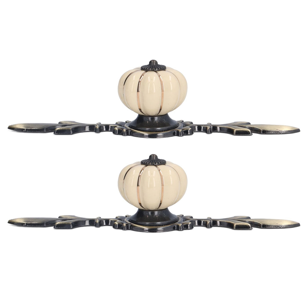 2pcs/set Hand Painted Pumpkin Drawer Knobs Chinese Pastoral Style Ceramic Cabinet HandleWhite
