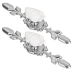2 Set Drawer Knobs Pull Handles Ceramics Cabinet Cupboard Door Decorative Knobs with Plate for Kitchen Bathroom Office1088D Madarine