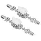 2 Set Drawer Knobs Pull Handles Ceramics Cabinet Cupboard Door Decorative Knobs with Plate for Kitchen Bathroom Office1088D Madarine