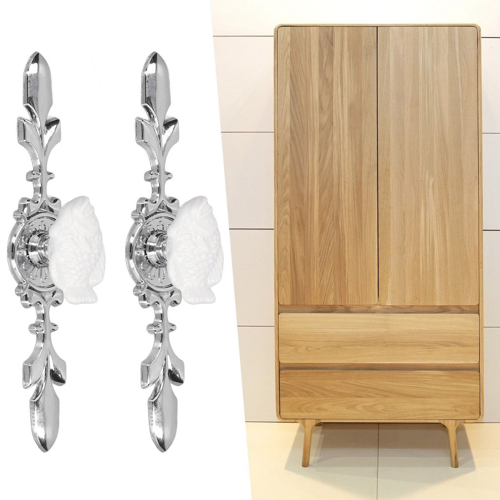2 Set Drawer Knobs Pull Handles Ceramics Cabinet Cupboard Door Decorative Knobs with Plate for Kitchen Bathroom Office1088D Madarine