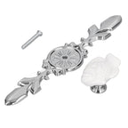 2 Set Drawer Knobs Pull Handles Ceramics Cabinet Cupboard Door Decorative Knobs with Plate for Kitchen Bathroom Office1088D Madarine