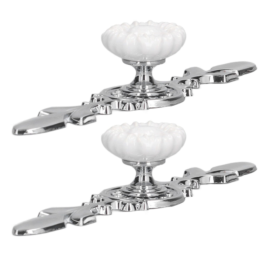 2 Set Drawer Knobs Pull Handles Ceramics Cabinet Cupboard Door Decorative Knobs with Plate for Kitchen Bathroom Office1088D Sunflower
