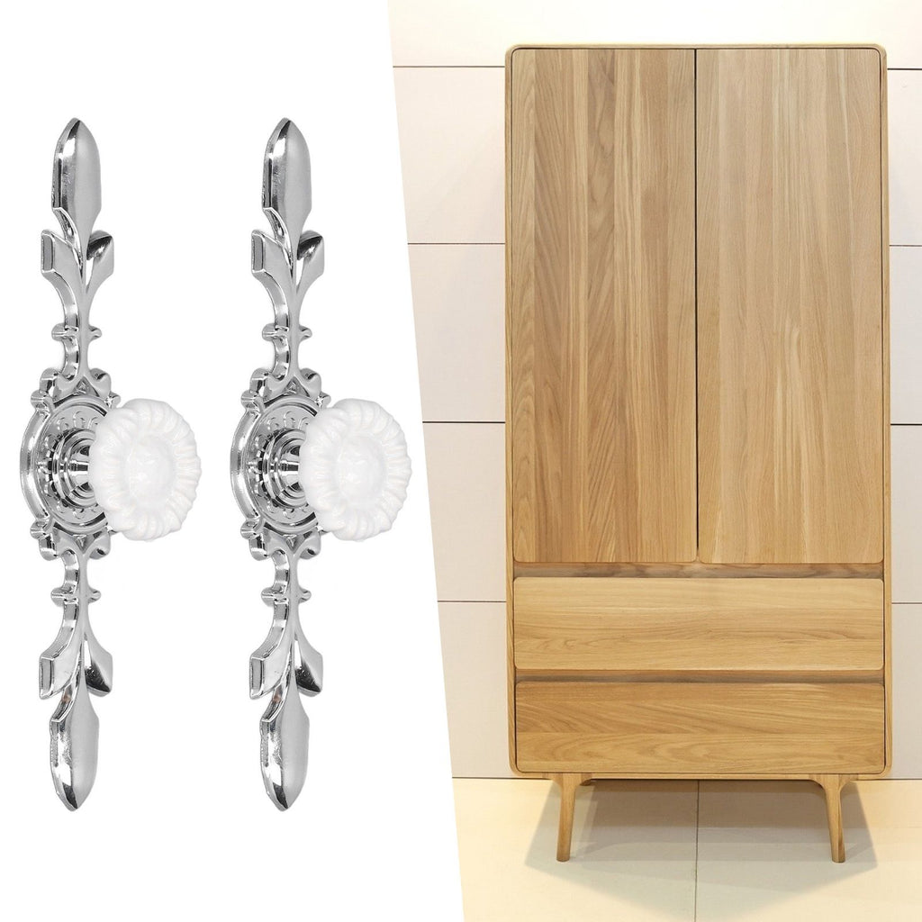 2 Set Drawer Knobs Pull Handles Ceramics Cabinet Cupboard Door Decorative Knobs with Plate for Kitchen Bathroom Office1088D Sunflower