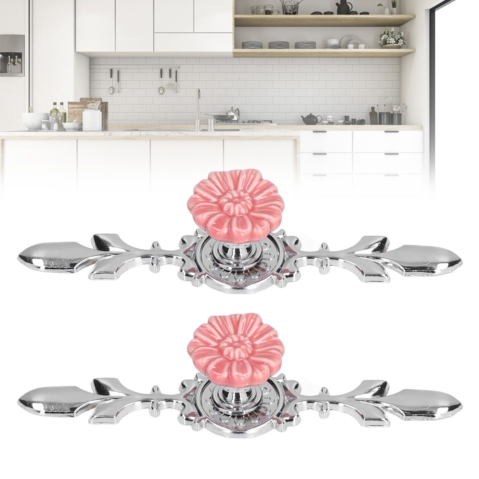 2 Set Drawer Knobs Pull Handles Ceramics Cabinet Decorative Knobs with Plate for Kitchen Bathroom Office Decoration1088D Sunflower
