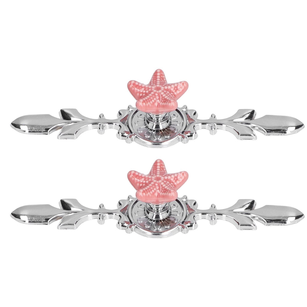 2 Set Drawer Knobs Pull Handles Ceramics Cabinet Decorative Knobs with Plate for Kitchen Bathroom Office Decoration1088D Sea Star