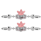 2 Set Drawer Knobs Pull Handles Ceramics Cabinet Decorative Knobs with Plate for Kitchen Bathroom Office Decoration1088D Sea Star