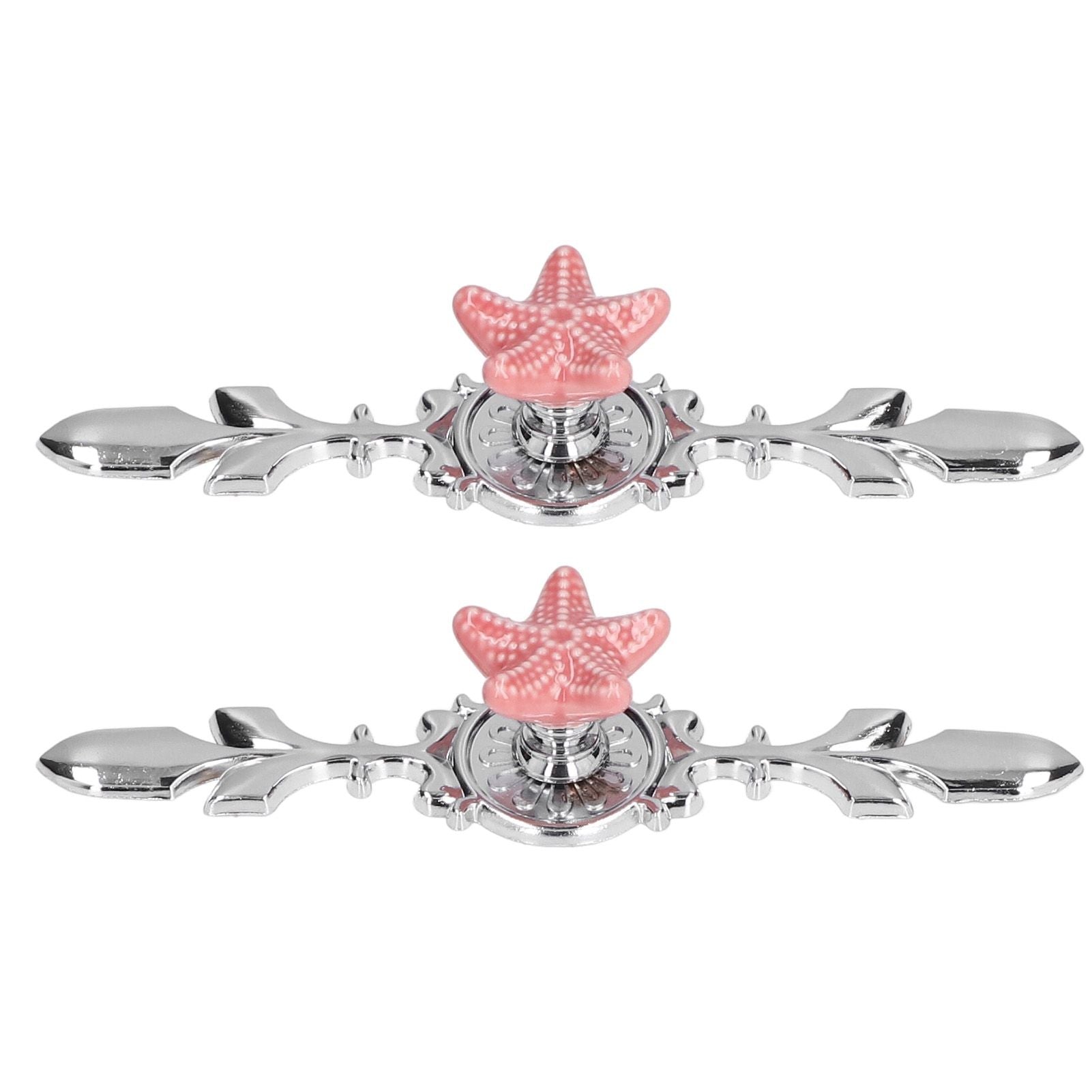 2 Set Drawer Knobs Pull Handles Ceramics Cabinet Decorative Knobs with Plate for Kitchen Bathroom Office Decoration1088D Sea Star