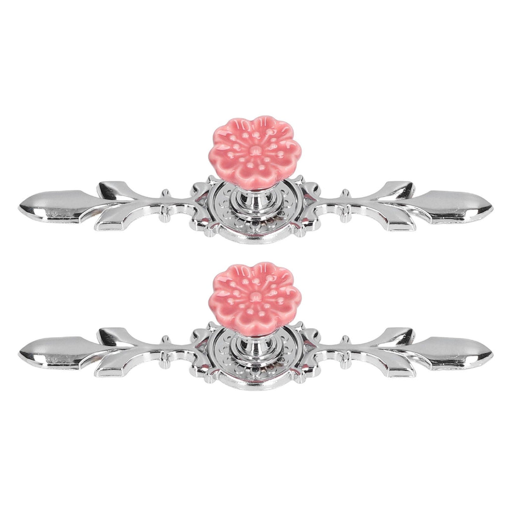 2 Set Drawer Knobs Pull Handles Ceramics Cabinet Decorative Knobs with Plate for Kitchen Bathroom Office Decoration1088D Magnolia