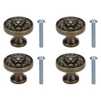 4Set Lion Head Zinc Alloy Cabinet Door Handle Modern Antique Cartoon Solid Drawer Pull Circular Single Hole Buckle Hand399 Lion Head Bronze