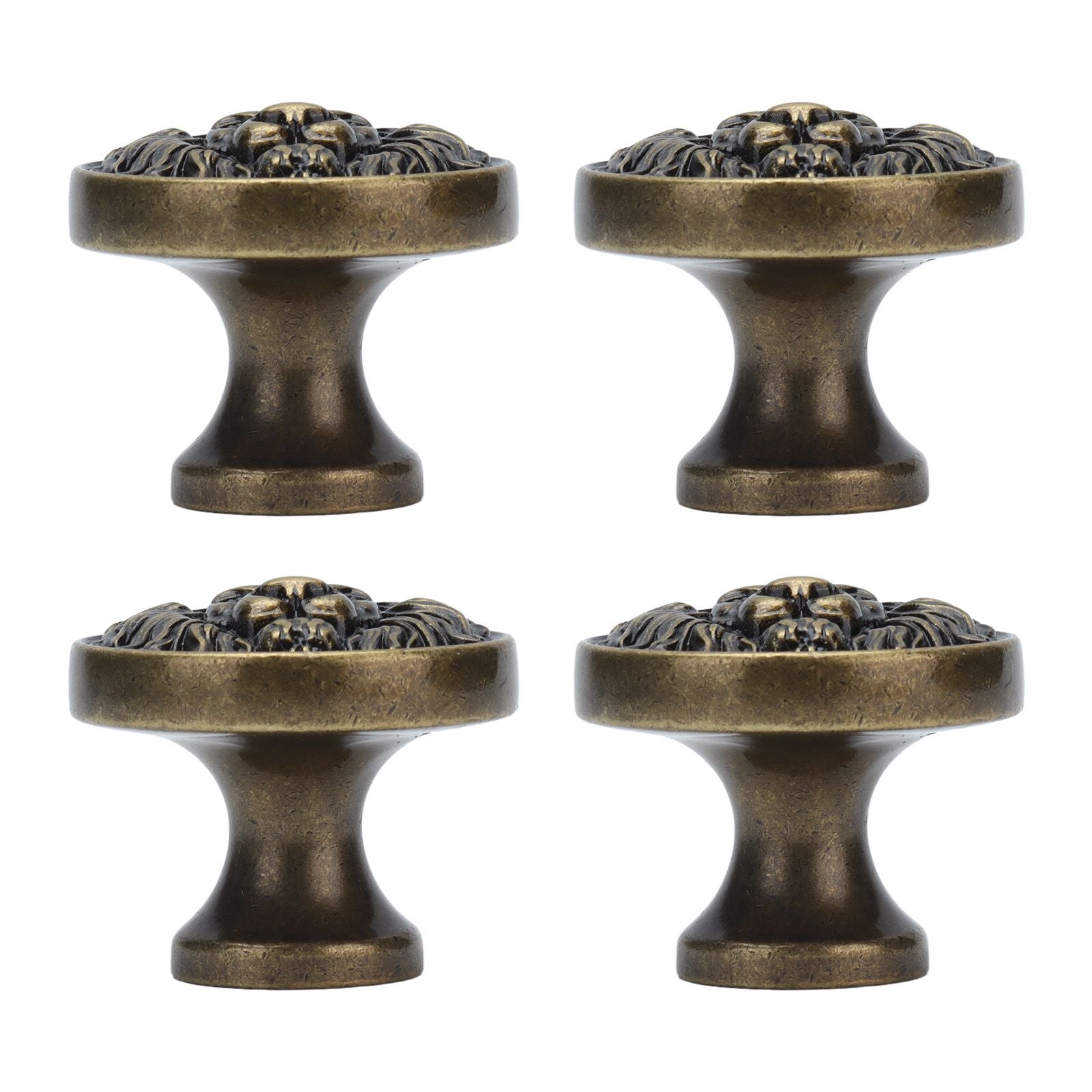 4Set Lion Head Zinc Alloy Cabinet Door Handle Modern Antique Cartoon Solid Drawer Pull Circular Single Hole Buckle Hand399 Lion Head Bronze
