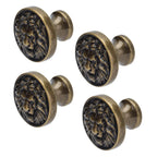 4Set Lion Head Zinc Alloy Cabinet Door Handle Modern Antique Cartoon Solid Drawer Pull Circular Single Hole Buckle Hand399 Lion Head Bronze