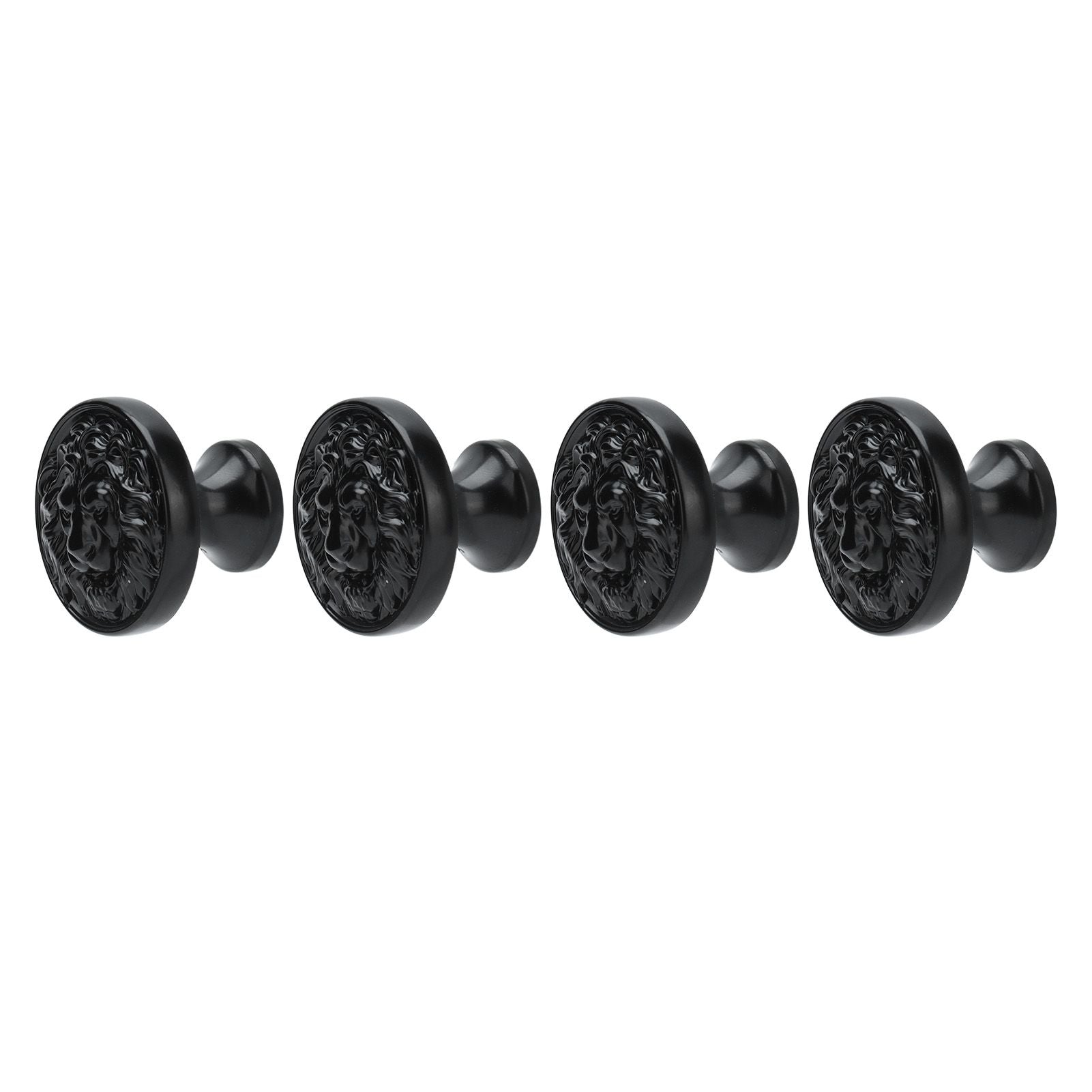 4Set Lion Head Zinc Alloy Cabinet Door Handle Modern Antique Cartoon Solid Drawer Pull Circular Single Hole Buckle Hand399 Lion Head Black