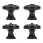 4Set Lion Head Zinc Alloy Cabinet Door Handle Modern Antique Cartoon Solid Drawer Pull Circular Single Hole Buckle Hand399 Lion Head Black